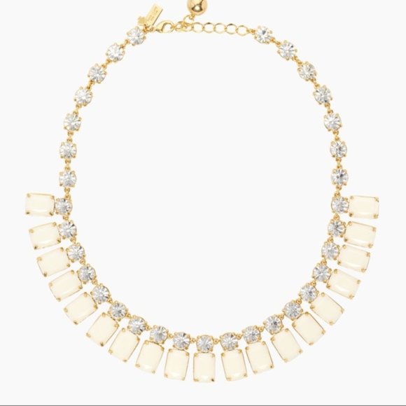 Kate Spade Elegant Opening Night Black Tie Spray Necklace Ivory Gold - Picture 1 of 2